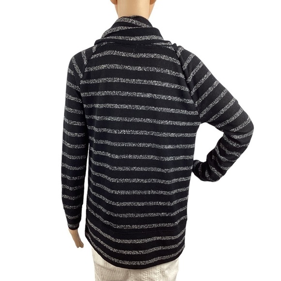 Lou & Grey Sweater Size M Black Stripe Cowl Neck - Picture 5 of 7